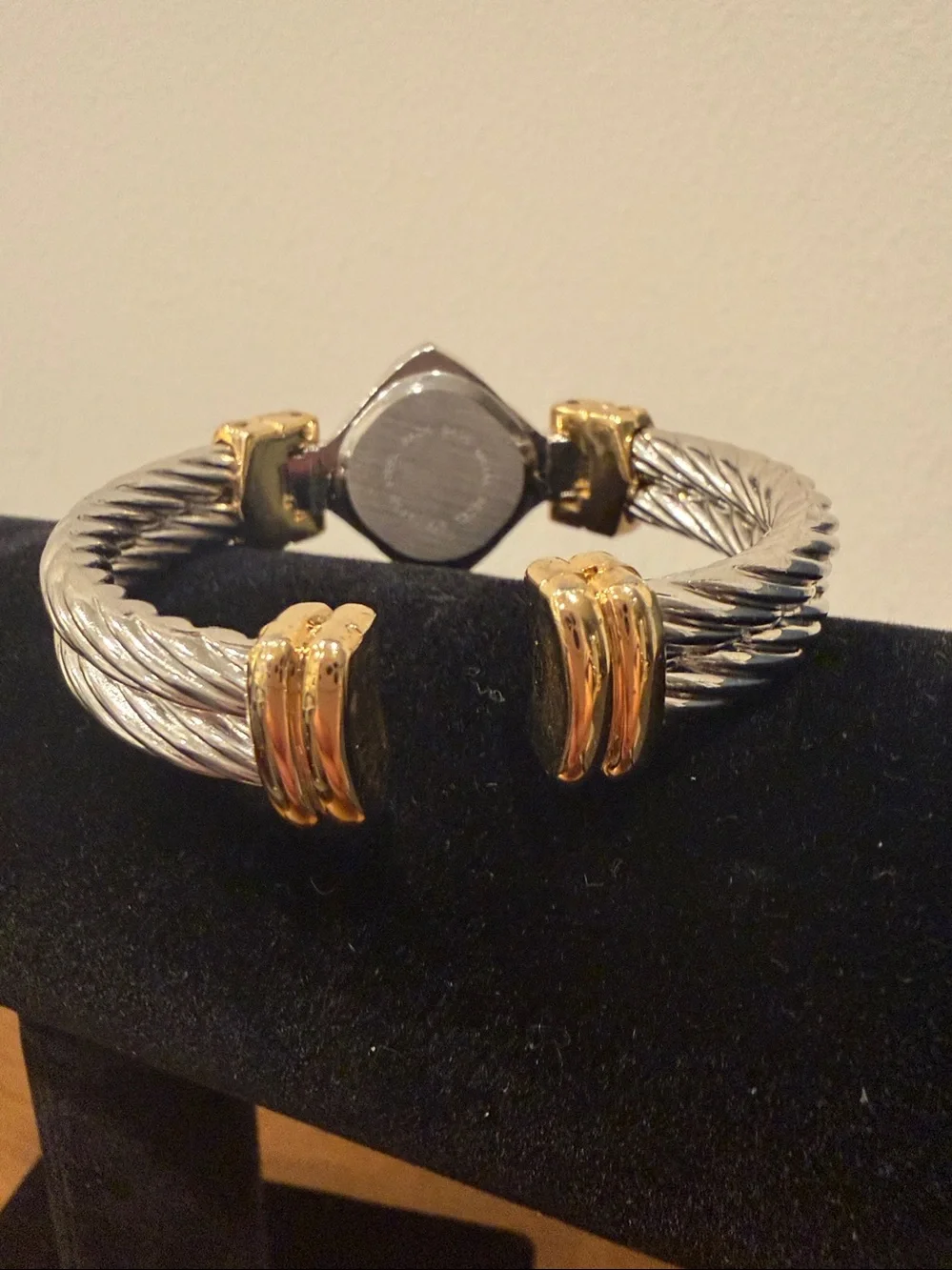 Collezio Two-Tone Rhinestone Cuff Quartz Bracelet Watch vintage women’s